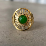 ANILLO VINTAGE VERDE PIERRE DORADO