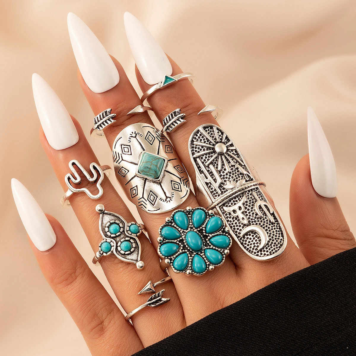 ANILLO VINTAGE TURQUESA PLATA LOT