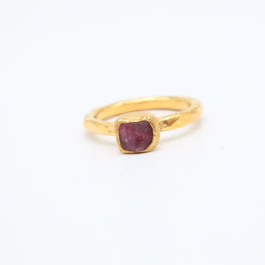 ANILLO VINTAGE ROJO CRISTAL DORADO
