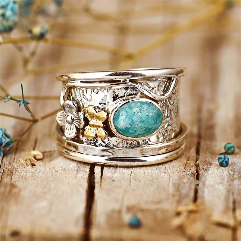 ANILLO VINTAGE AZUL ÓPALO
