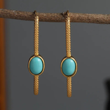 PENDIENTES ELEGANTE DORADO TURQUESA PIERRE