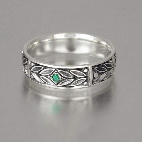 ANILLO VINTAGE PLATA VERDE