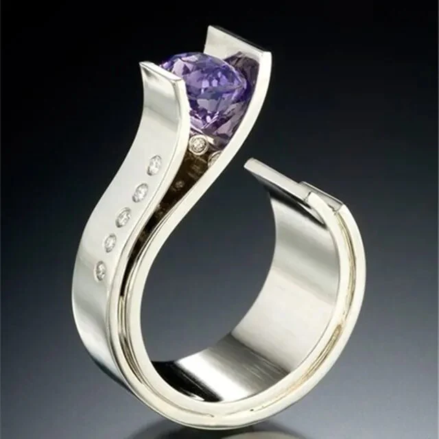 ANILLO VINTAGE VIOLETA CIRCONA PLATA