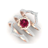 CONJUNTO VINTAGE CIRCONA ROJO CRISTAL ANILLO