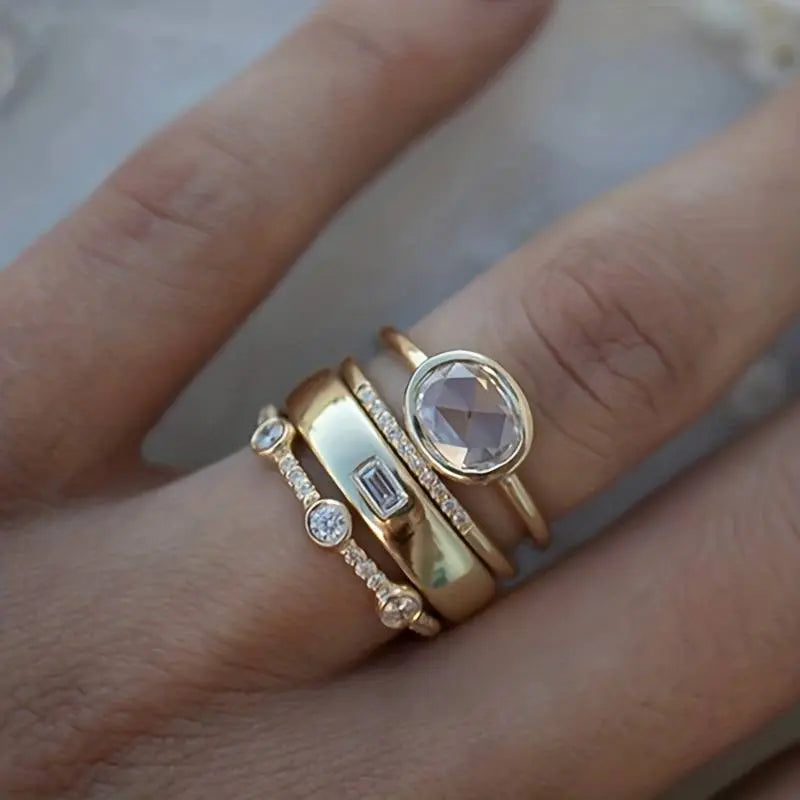 CONJUNTO VINTAGE ORO & CIRCONA ANILLO