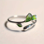 ANILLO VINTAGE VERDE ÉMAIL FEUILLE