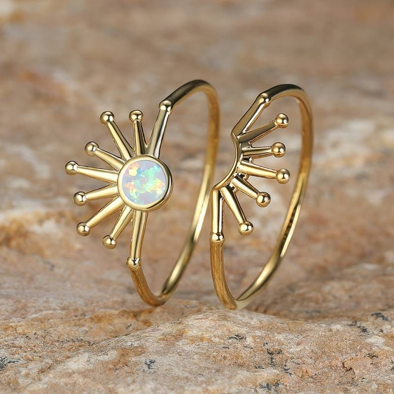 CONJUNTO VINTAGE SOLAR ÓPALO ANILLO