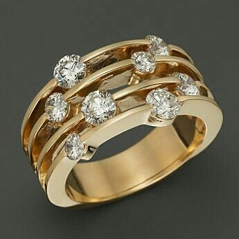 ANILLO VINTAGE DORADO SUPERPUESTO CIRCONA