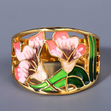 ANILLO VINTAGE DORADO ÉMAIL FLOR
