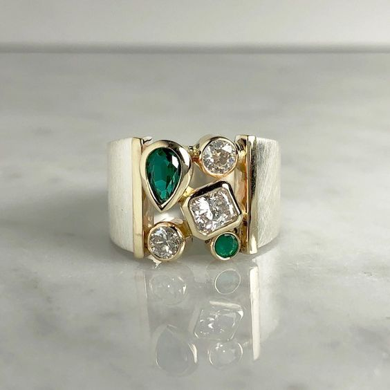 ANILLO VINTAGE VERDE VERRE CIRCONA