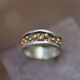 ANILLO VINTAGE ORO PERLES PLATA