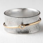 ANILLO VINTAGE DORADO LÍNEA CIRCONA PLATA