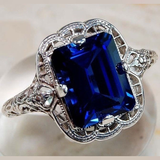 ANILLO VINTAGE INCRUSTÉ AZUL VERRE PLATA
