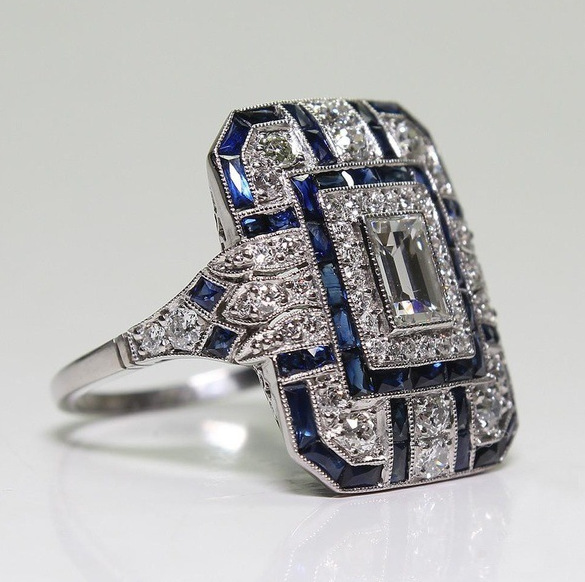 ANILLO VINTAGE ÉCLATANT PLATA & AZUL CIRCONA