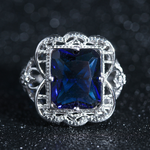 ANILLO VINTAGE AZUL CIRCONA AJOURÉ PLATA