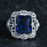 ANILLO VINTAGE AZUL CIRCONA AJOURÉ PLATA