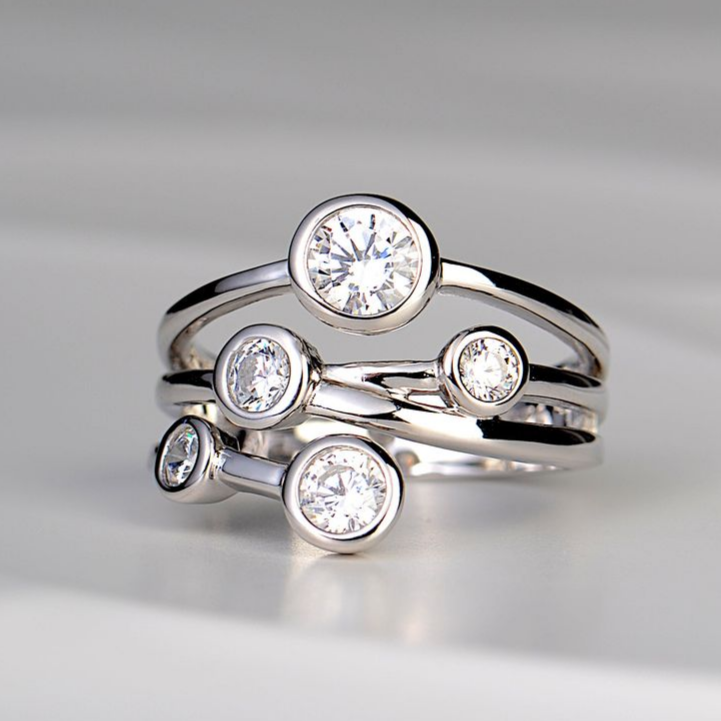 ANILLO VINTAGE SUPERPUESTO PLATA CIRCONA