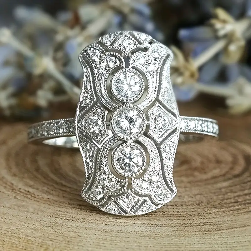 ANILLO VINTAGE BRILLANTE PLATA