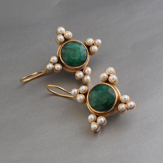 PENDIENTES VINTAGE VERDE CRISTAL & PERLES