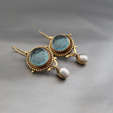 PENDIENTES VINTAGE VERDE VERRE PERLA
