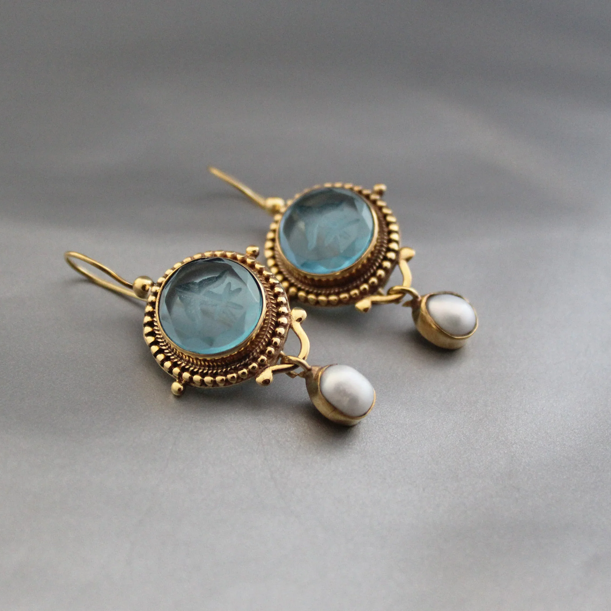 PENDIENTES VINTAGE VERDE VERRE PERLA