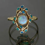 ANILLO AZUL VINTAGE CRISTAUX Y ÓPALO