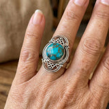 ANILLO LARGE INCRUSTACIÓN SINTÉTICO TURQUESA DOS COTIDIANON PORTER