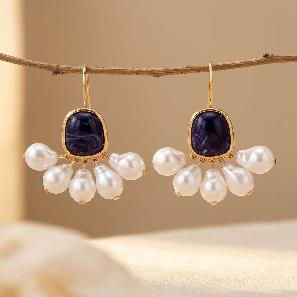 PENDIENTES VINTAGE FRANÇAIS PERLA GOTA