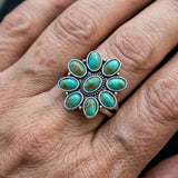 ANILLO TURQUESA VINTAGE RÉSINE FLOR