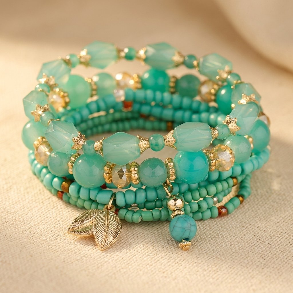 PULSERA 4-PIEZA BOHEMIO MENTHE TURQUESA