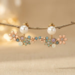 PENDIENTES FLORAL SINTÉTICO PERLA DORADO