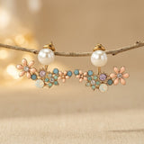 PENDIENTES FLORAL SINTÉTICO PERLA DORADO