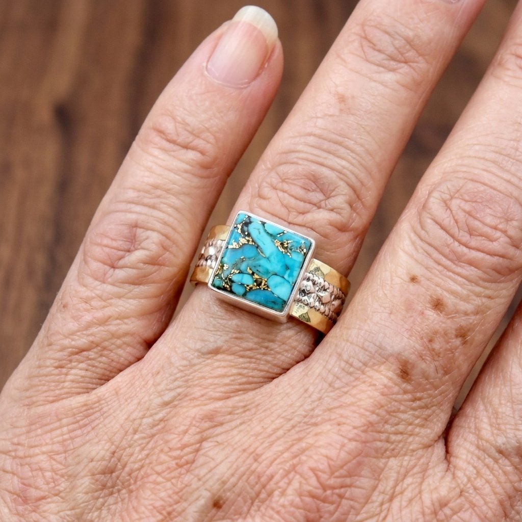 ANILLO VINTAGE TURQUESA CUADRADO