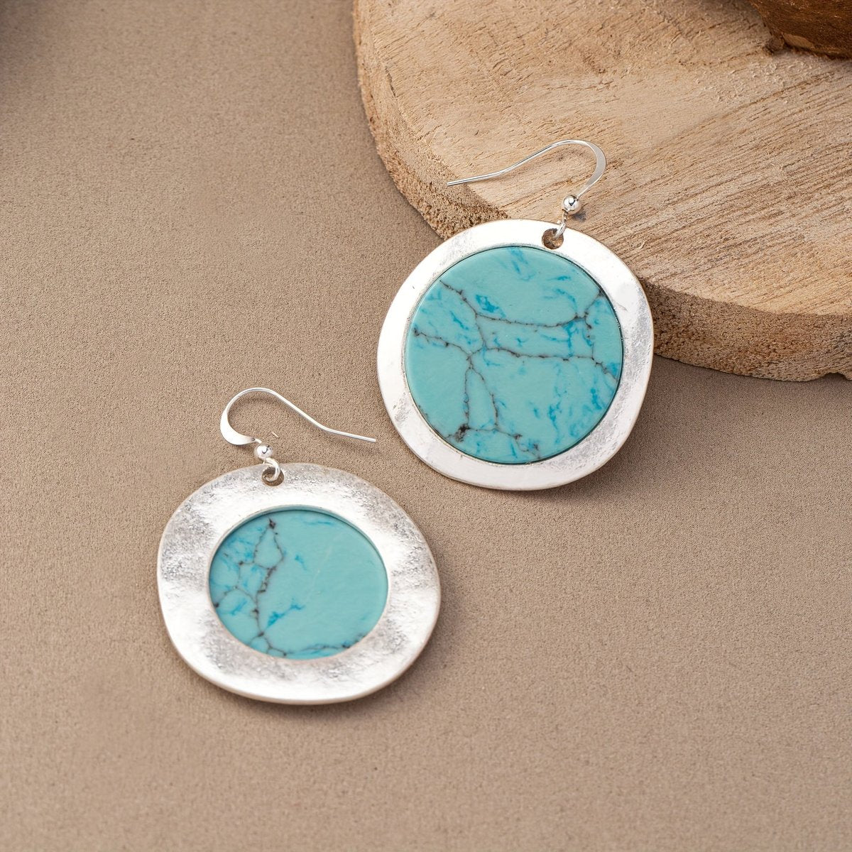 PENDIENTES TURQUESA BOHEMIO REDONDO