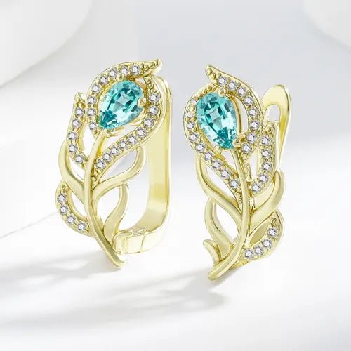 BOUCLES D'OREILLES BOHÈME TURQUOISE FEUILLE
