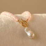 COLLAR BAROQUE PERLA ROSA CUARZO