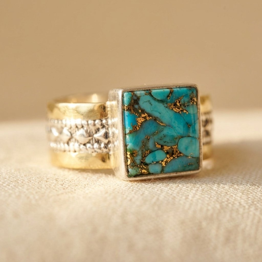ANILLO VINTAGE TURQUESA CUADRADO