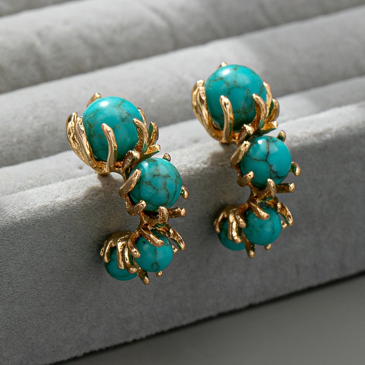 PENDIENTES TURQUESA PERLÉ FLOR DESIGN