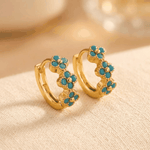 PENDIENTES CLÁSICO TURQUESA FLOR PLAQUÉ ORO ARO