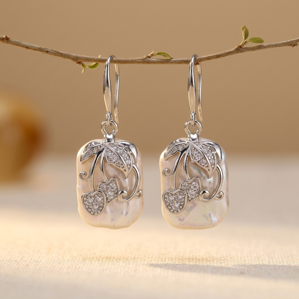 PENDIENTES PLATA BAROQUE PERLA GOTA