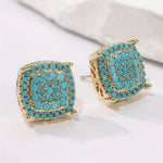 BOUCLES D'OREILLES PUCES TURQUOISE CARRÉE