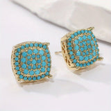 BOUCLES D'OREILLES PUCES TURQUOISE CARRÉE