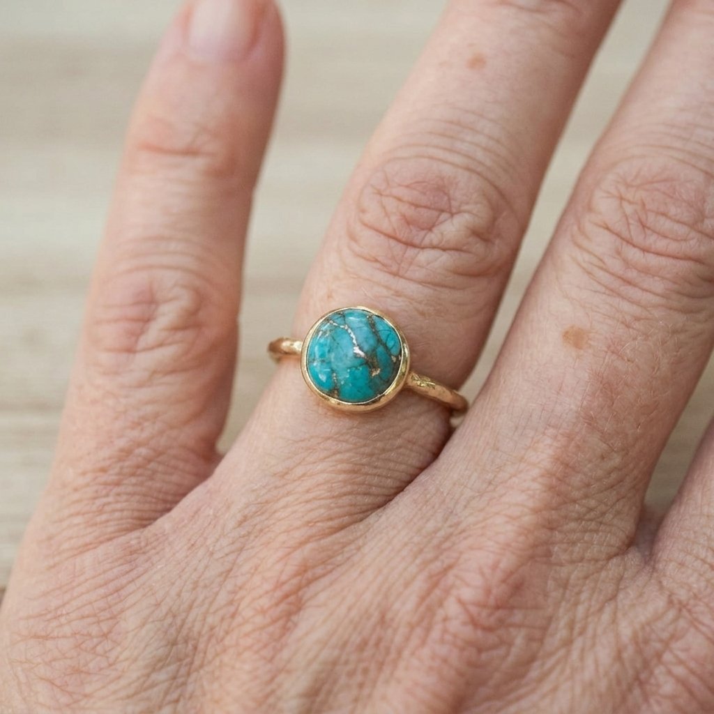 ANILLO BOHEMIO TURQUESA ORO