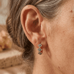 PENDIENTES CLÁSICO TURQUESA FLOR PLAQUÉ ORO ARO