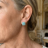 BOUCLES D'OREILLES PUCES TURQUOISE CARRÉE