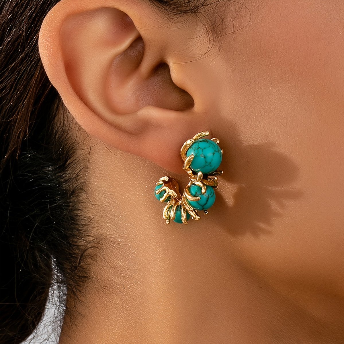 PENDIENTES TURQUESA PERLÉ FLOR DESIGN