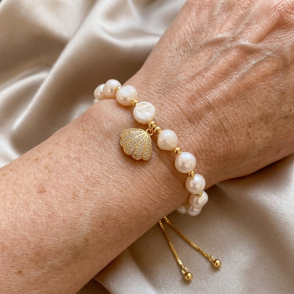 PULSERA STERLING PLATA BAROQUE PERLA