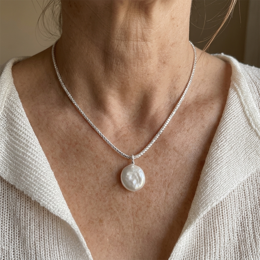 COLLAR STERLING PLATA ÉTINCELANT PERLA