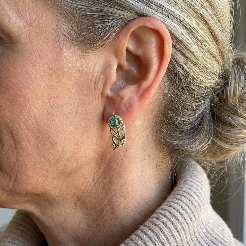 BOUCLES D'OREILLES BOHÈME TURQUOISE FEUILLE