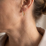 PENDIENTES PLAQUÉ ORO REDONDO TURQUESA CLOU OREILLE